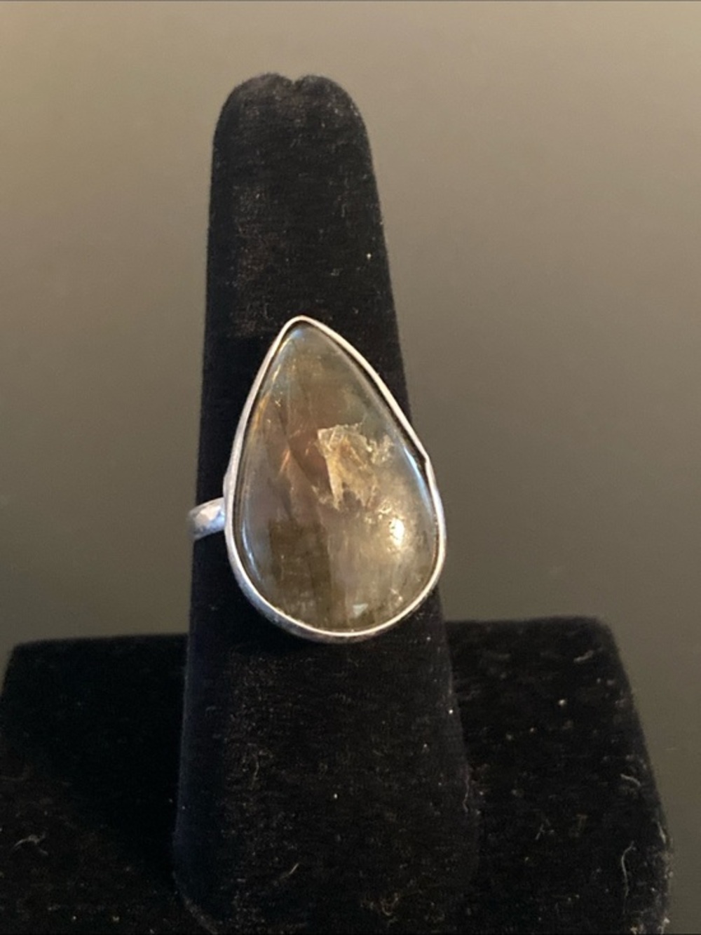Sterling Silver Labradorite Teardrop Ring - Gray  size 7